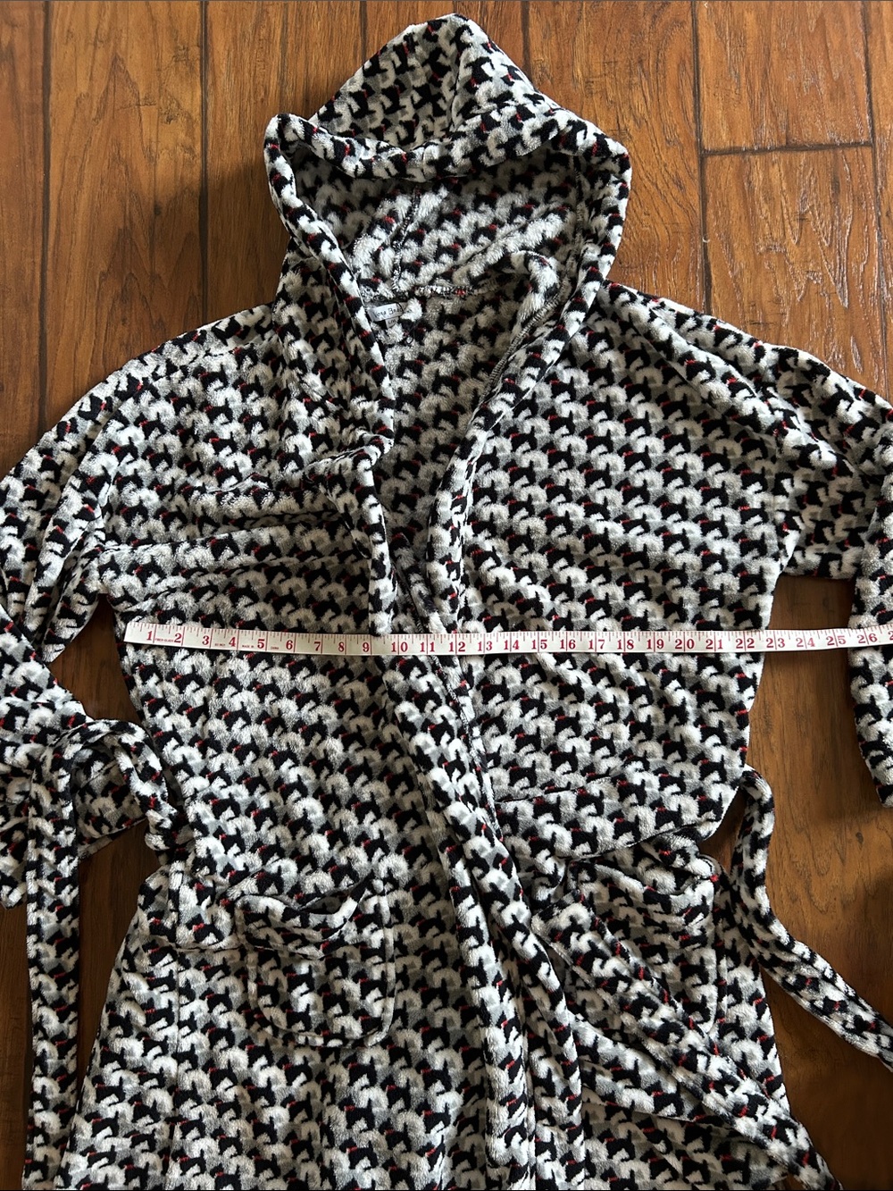 Vera Bradley Hooded Wrap Robe Scottie dog print size L/XL fleecy soft cozy - Picture 10 of 12